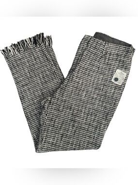 Free People Houndstooth Fringe Hem Pants Size 12 NWT Black White Preppy‎